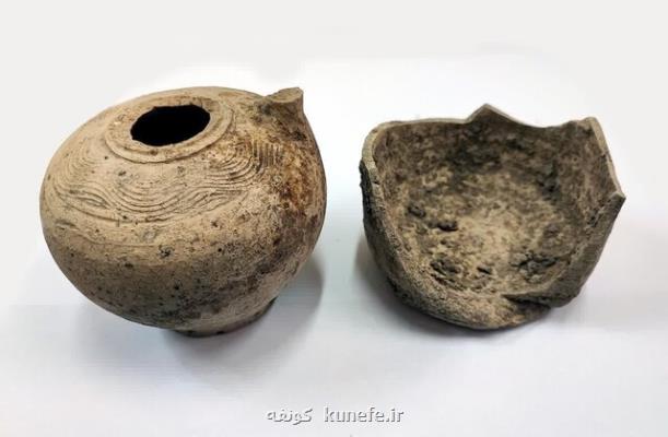 کشف ۲ عدد ظرف سفالی تاریخی در همدان